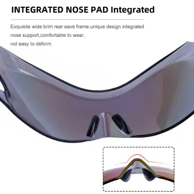 High-quality sports sunglasses with integrated nose pad for enhanced comfort and protection. Durable design, perfect for outdoor activities and sun protection.