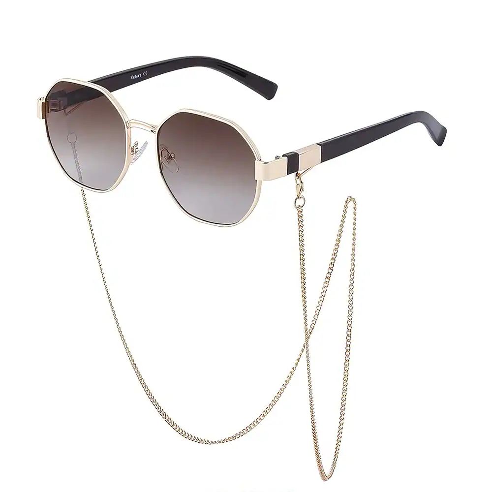 Stylish sunglasses featuring a chic chain for added elegance, perfect for fashion-forward individuals seeking premium eyewear.
