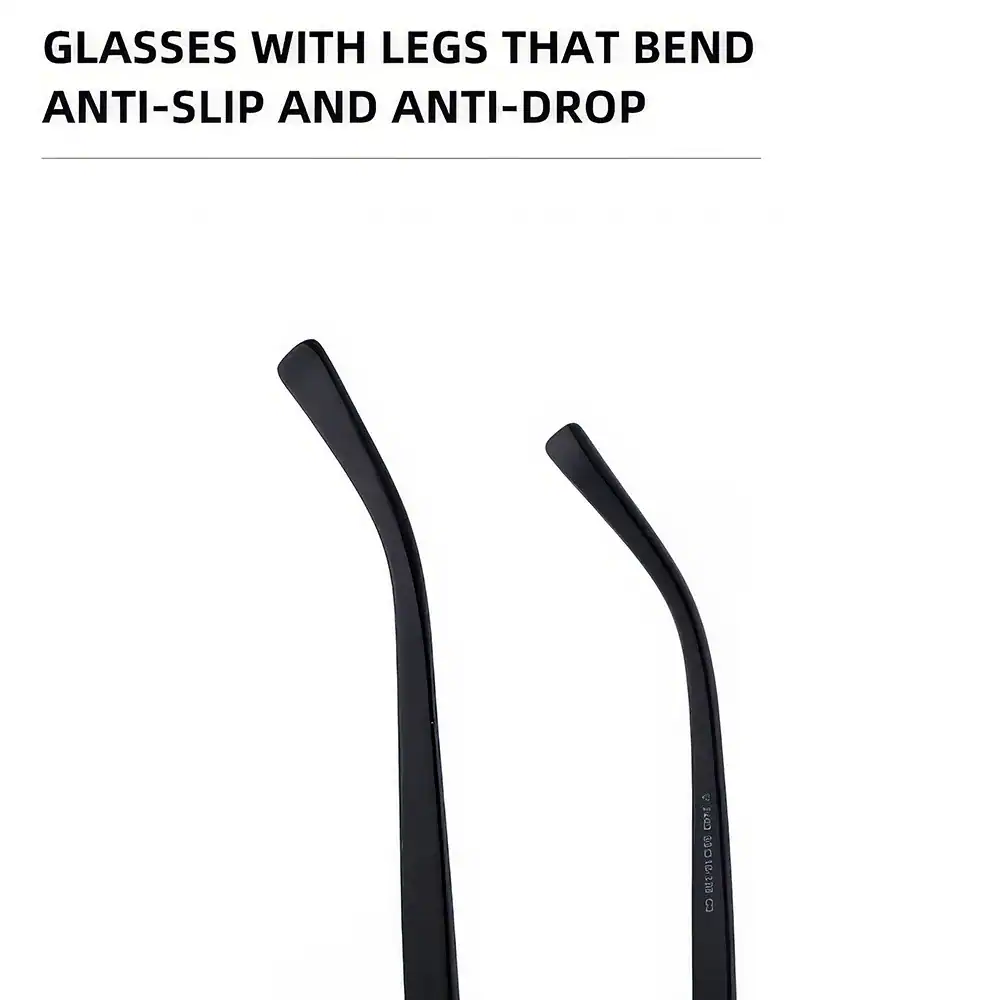 Comfortable anti-slip, anti-drop glasses with flexible bending legs for a secure fit. Perfect for daily wear, offering stability and style. Durable design ideal for outdoor and indoor use.