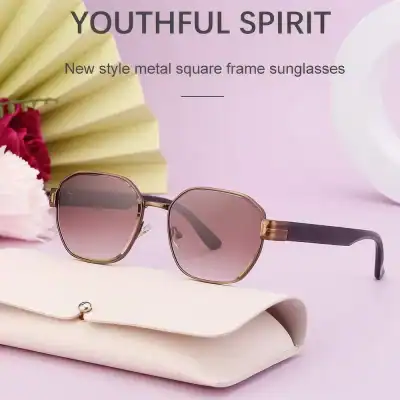 Stylish metal square frame sunglasses for women and men, perfect for summer fashion, UV protection, and outdoor activities. Trendy accessories from Monalisa Store enhance your youthful look.