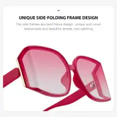 Stylish pink sunglasses featuring a unique side-folding design, perfect for eye protection and fashion. Ideal for women seeking trendy, eye-catching eyewear at Monalisa Store.