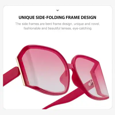 Stylish pink sunglasses featuring a unique side-folding design, perfect for eye protection and fashion. Ideal for women seeking trendy, eye-catching eyewear at Monalisa Store.