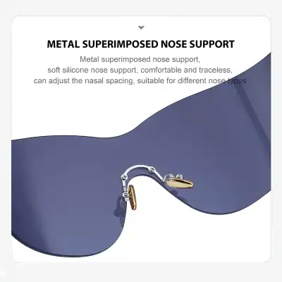 Stylish blue sunglasses with metal superimposed nose support for comfortable, adjustable fit, perfect for sun protection and fashion. Ideal for outdoor activities and everyday wear.