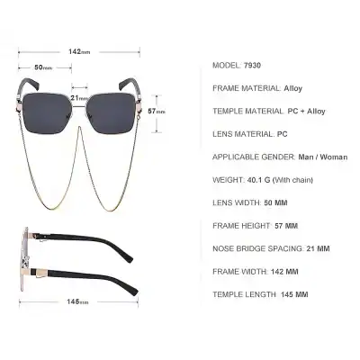 High-quality men's and women's sunglasses with alloy frame, PC lenses, and durable design. Perfect for fashion and UV protection in various outdoor settings.