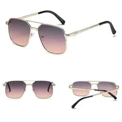 Stylish men's framed sunglasses with gradient lenses, lightweight metal design, and comfortable black temples for UV protection and fashionable outdoor wear.