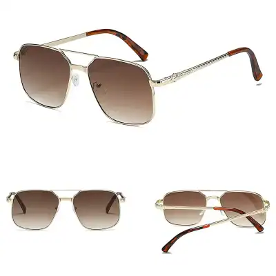Stylish aviator sunglasses with gradient lenses, metal frame, and tortoiseshell temple tips, perfect for men and women seeking high-quality eyewear.
