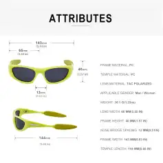 Stylish polarized sunglasses with durable PC frame and TAC polarized lenses, perfect for men and women seeking fashionable eye protection from UV rays.