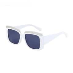 Stylish white square sunglasses with dark lenses, perfect for UV protection and trendy accessorizing. Ideal for women and men seeking fashionable eye protection.