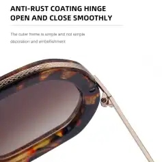 High-quality tortoise shell sunglasses with anti-rust coating hinge for smooth opening and closing, perfect for stylish eye protection.