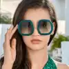 Stylish oversized teal sunglasses for women, perfect for sunny days and outdoor fashion statements. Made with high-quality materials for comfort and durability.