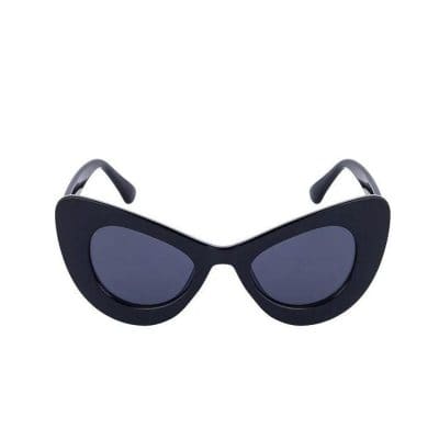 Stylish black cat-eye sunglasses with tinted lenses, perfect for UV protection and fashion statements. Ideal for women seeking trendy eyewear with a bold design.