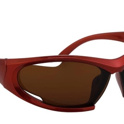 Stylish red sunglasses with brown tinted lenses, perfect for UV protection and enhancing your fashion statement.