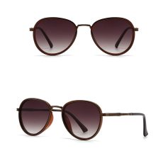 Elegant brown sunglasses with gradient tinted lenses and metal frame, perfect for eye protection and fashion. Suitable for women and men, ideal for outdoor wear and sunny days.