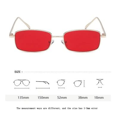 Red-lensed fashion sunglasses with slim metal frame for women and men. Perfect for UV protection and stylish look. Ideal accessory for outdoor activities and summer fashion.