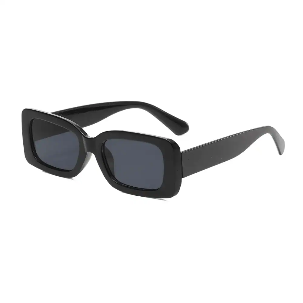 Stylish black sunglasses with square frames, UV protection, perfect for sunglasses lovers and fashionistas seeking trendy, high-quality eyewear for outdoor wear.