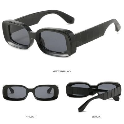 Stylish black vintage sunglasses with polarized lenses and wide frame, perfect for fashion-forward eyewear needs.