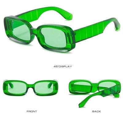 Stylish green sunglasses with modern design, UV protection, and comfortable fit for everyday wear. Perfect for fashion-forward individuals seeking quality eye protection.