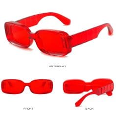 Stylish red sunglasses with a modern design, perfect for UV protection and fashion-forward look, ideal for outdoor use and boosting your style statement.