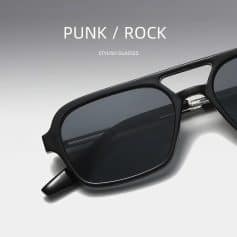 Fashionable punk rock sunglasses with black frame and tinted lenses, perfect for style-conscious individuals seeking trendy eyewear.