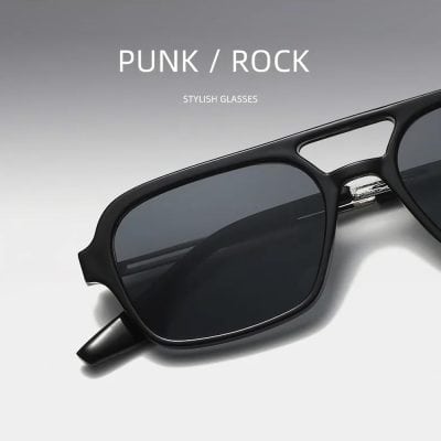 Fashionable punk rock sunglasses with black frame and tinted lenses, perfect for style-conscious individuals seeking trendy eyewear.