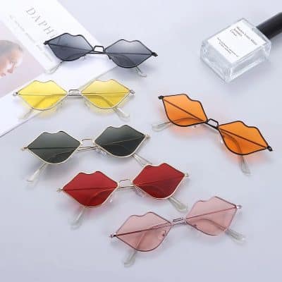 Colorful, trendy sunglasses with unique geometric frames available at Monalisa Store. Perfect for fashion-forward eyewear lovers seeking quality and style.