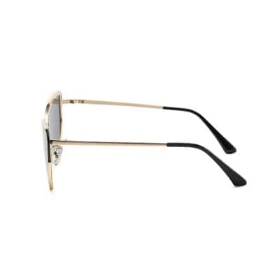 Stylish designer sunglasses with gold-tone frame and black temple tips, perfect for fashionable sun protection.
