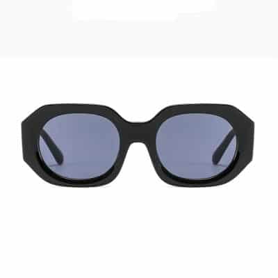 Stylish black chunky sunglasses with tinted lenses, perfect for fashion-forward individuals seeking UV protection and trendy eyewear.