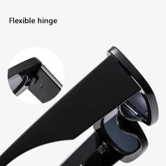 Close-up of a flexible hinge on modern eyewear, showcasing durable and adjustable features for comfortable fit in eyewear from Monalisa Medical Store.
