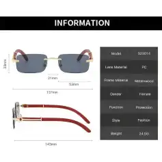 High-quality fashion sunglasses with durable PC lenses and a metal-wood frame for protection and style. Perfect for women seeking trendy eye protection.
