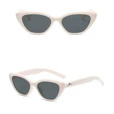 Fashionable white cat-eye sunglasses with dark lenses, perfect for women seeking stylish and UV-protective eyewear for sunny days.