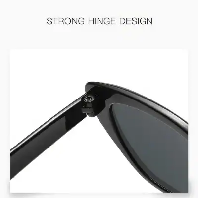 Close-up of durable and strong hinge design on stylish black sunglasses, showcasing high-quality craftsmanship and reliable fit, perfect for fashion-forward individuals seeking premium eyewear accessories.