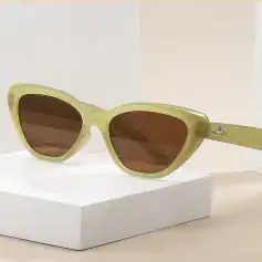 Elegant olive green sunglasses with brown tinted lenses, perfect for fashion-forward eye protection and UV blocking.