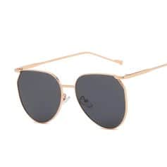 Stylish women's fashion sunglasses with black lenses and rose gold frame for UV protection and chic look. Perfect for summer, beach, and everyday style.