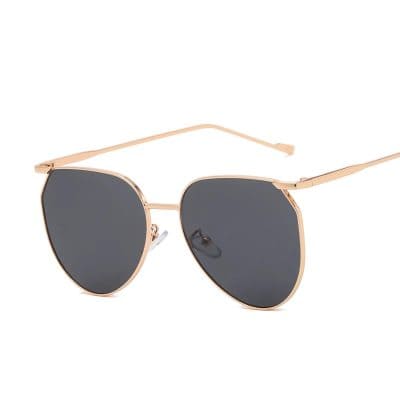 Stylish women's fashion sunglasses with black lenses and rose gold frame for UV protection and chic look. Perfect for summer, beach, and everyday style.