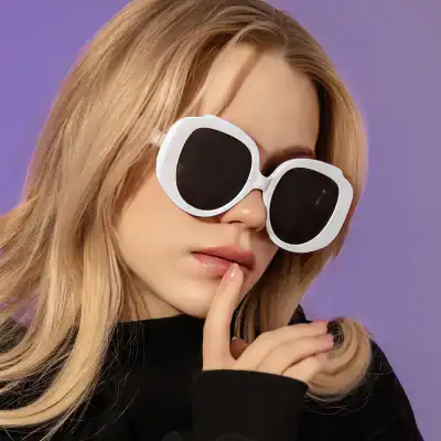 Stylish white and black oversized sunglasses, perfect for sun protection and fashion statements, available at Monalisa Store for trendy eyewear.