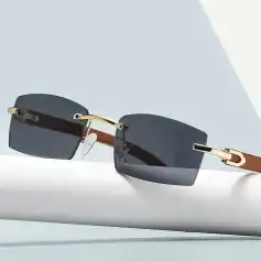 Premium fashion sunglasses with dark tinted lenses, gold-colored frame details, and comfortable fit for outdoor activities and stylish look.
