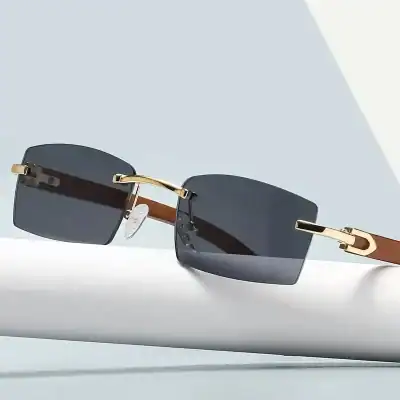 Premium fashion sunglasses with dark tinted lenses, gold-colored frame details, and comfortable fit for outdoor activities and stylish look.