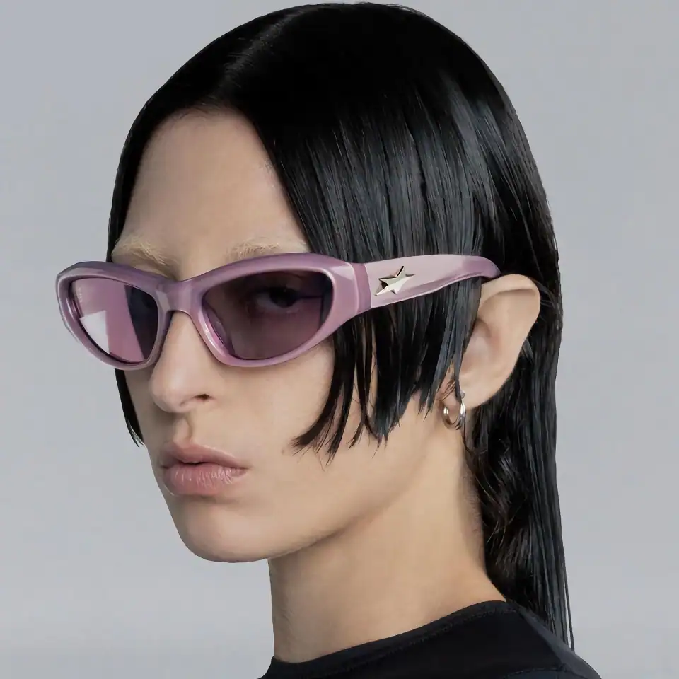 Pink chunky sunglasses with tinted lenses, trendy and stylish eyewear from Monalisa Store, perfect for fashion-forward women.