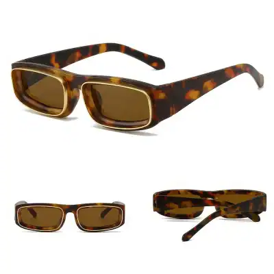 Tortoise shell sunglasses with rectangular brown lenses, stylish and UV protection, perfect for fashion and eye health.