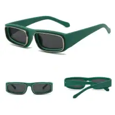 Stylish green sunglasses with black lenses, perfect for fashion-forward sun protection and UV shielding. Durable, lightweight frame ideal for outdoor activities and casual wear.