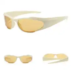 High-quality white sunglasses with gold-tinted lenses for eye protection and style. Perfect for outdoor activities and UV protection.