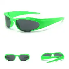 Bold neon green sunglasses with dark tinted lenses, perfect for stylish outdoor wear or sports. Durable, lightweight, and UV protection, suitable for fashion and active lifestyles.