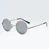 Stylish round metal sunglasses with reflective lenses, perfect for fashion and sun protection. Ideal for trendy eyewear lovers seeking a classic yet modern accessory.