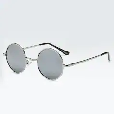 Stylish round metal sunglasses with reflective lenses, perfect for fashion and sun protection. Ideal for trendy eyewear lovers seeking a classic yet modern accessory.
