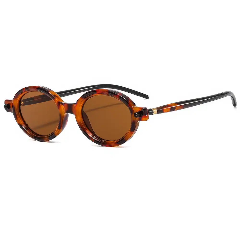 Sunglasses with round tortoise shell frames and brown lenses, stylish eyewear for sun protection and fashion. Perfect for casual or trendy outfits, enhancing your look effortlessly.