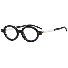 Stylish vintage-inspired round optical glasses with black frame and clear lenses, perfect for fashion, vision correction, and stylish eyewear collections.