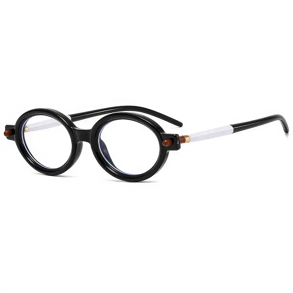Stylish vintage-inspired round optical glasses with black frame and clear lenses, perfect for fashion, vision correction, and stylish eyewear collections.