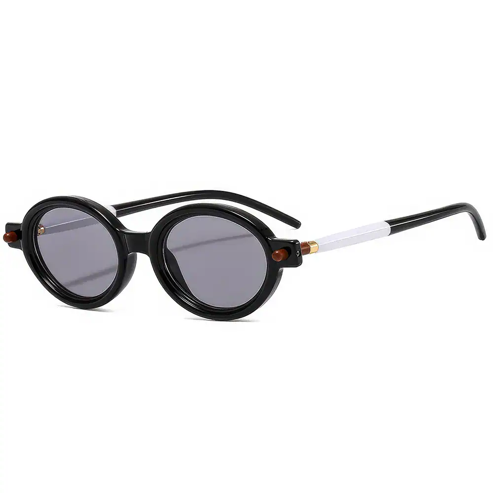 Stylish round black sunglasses with tinted lenses, designed for UV protection and fashion, available at Monalisa Store. Elevate your style with these trendy sunglasses.