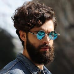 Men’s trendy blue mirrored sunglasses at Monalisa Store. Perfect for sun protection and fashion. Shop now for high-quality eyewear.