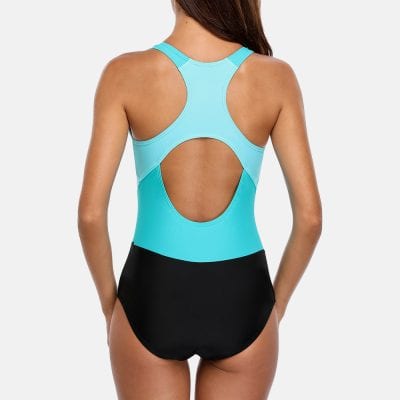 Modern women's athletic bodysuit with open back, perfect for fitness, gym, or workout sessions at Monalisa Store.